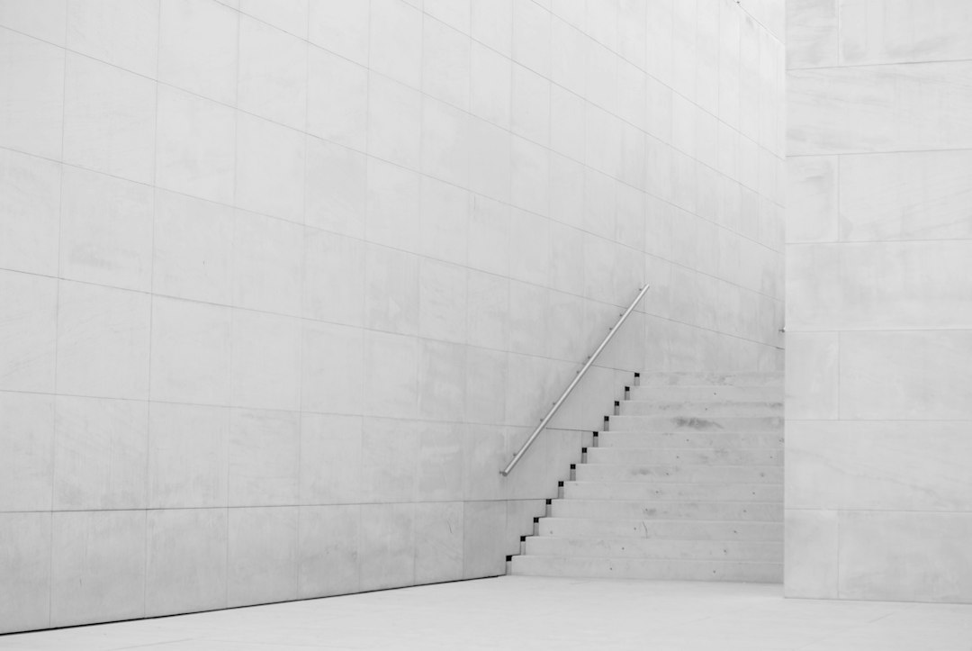White architectural staircase in strong natural light